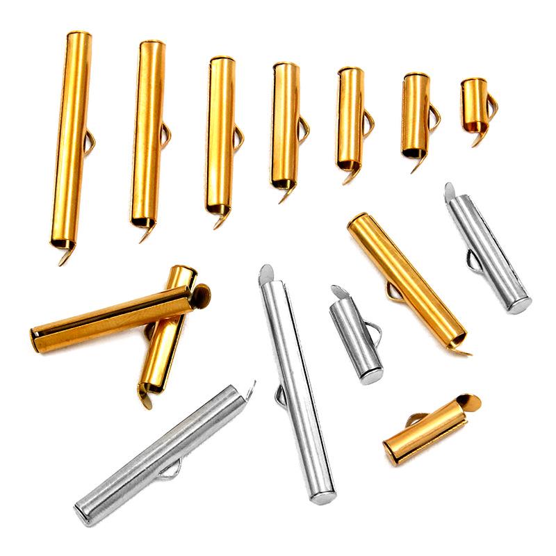 DIY Jewelry Accessories: 2-Color Stainless Steel Slide Tube Clasp, Tassel Connector, Earring Clip, Rail Tail Chain