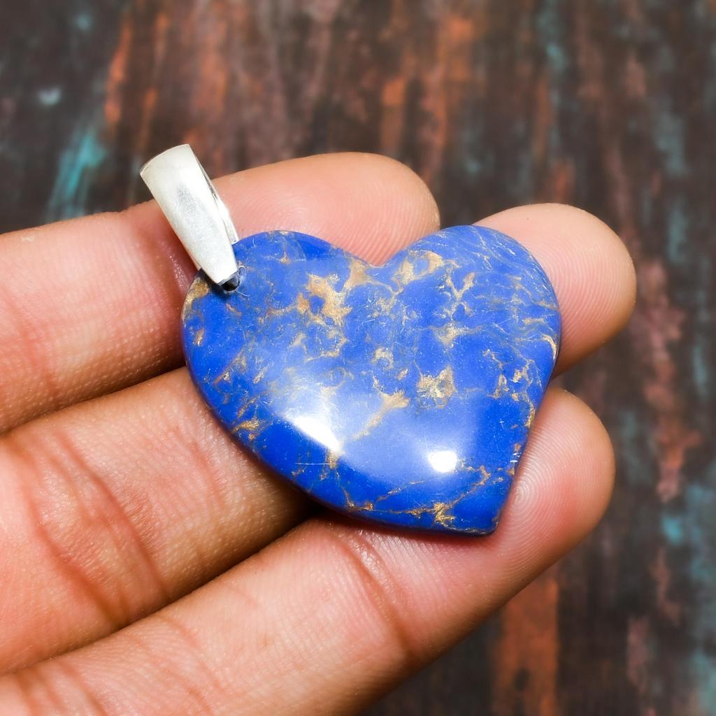 Pendentif Coeur Turquoise - Argent Massif - Bijoux Bleu Occasion