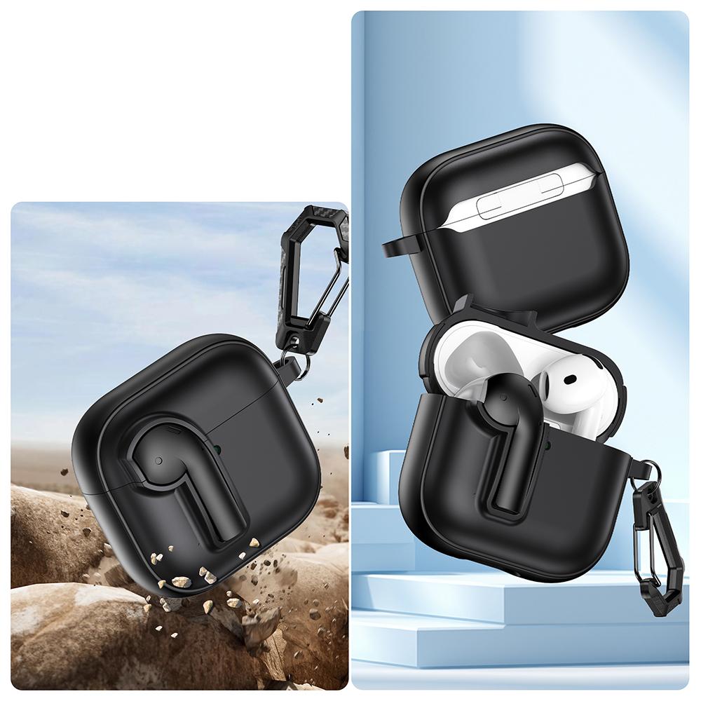 For AirPods 4 Case Colorful Lock Buckle Shockproof TPU + PC Earphone Cover with Carabiner