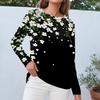 Women's Fashion Casual Round Neck Long Sleeve Printed T-shirt Top