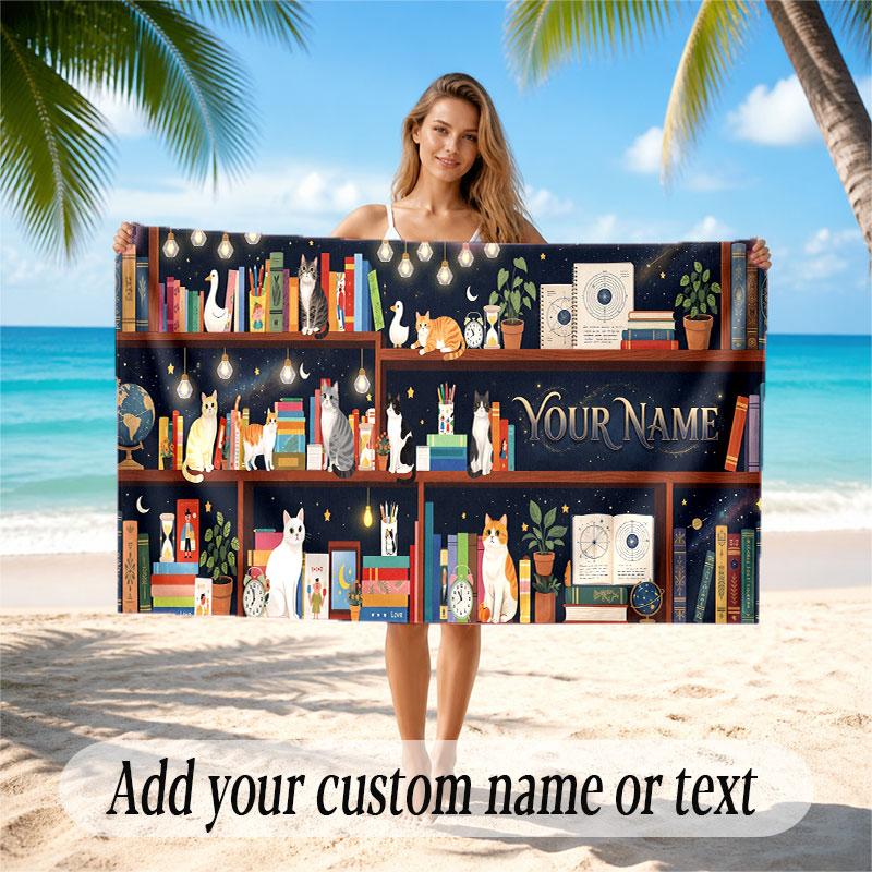 Fantasy Magic Theme Soft Beach Towel Personalized Custom Name Text Towel Portable for Beach Pool Travel
