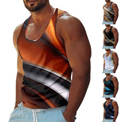 Mens Summer Surf Beach Tank Top  Casual Breathable Sleeveless Top Loose Print Tank Top