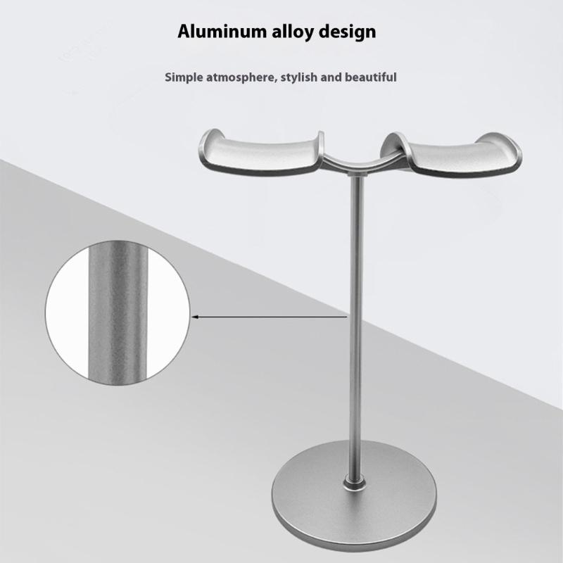 Modern Headsets Holder with Double Arm Mount Hook for Organized Gaming Desk Accessories and Space Saving Design argento