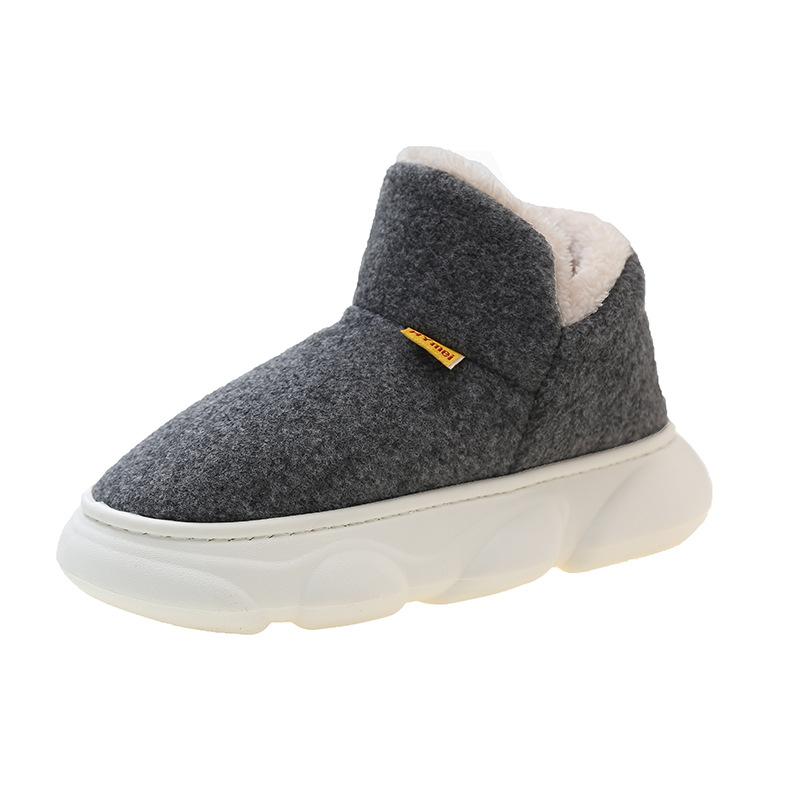 

Winter new indoor home couple cotton slippers outdoor fashion platform plush shoes warm casual cotton shoes large size 44-45