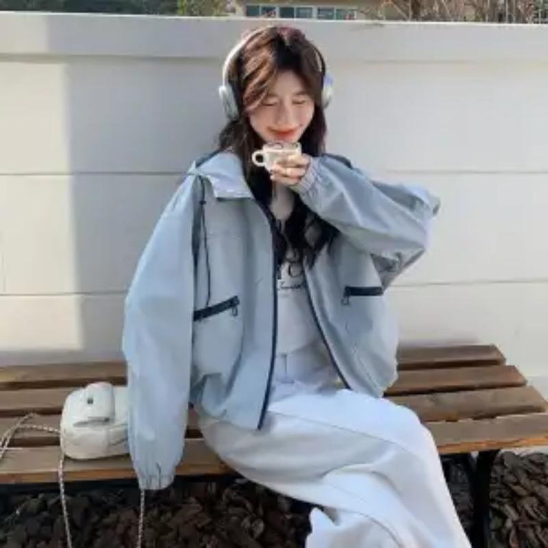 

Осень Новая Женская Повседневная Куртка Короткая Рабочая Куртка Свободного Кроя Ленивый Стиль Топ S