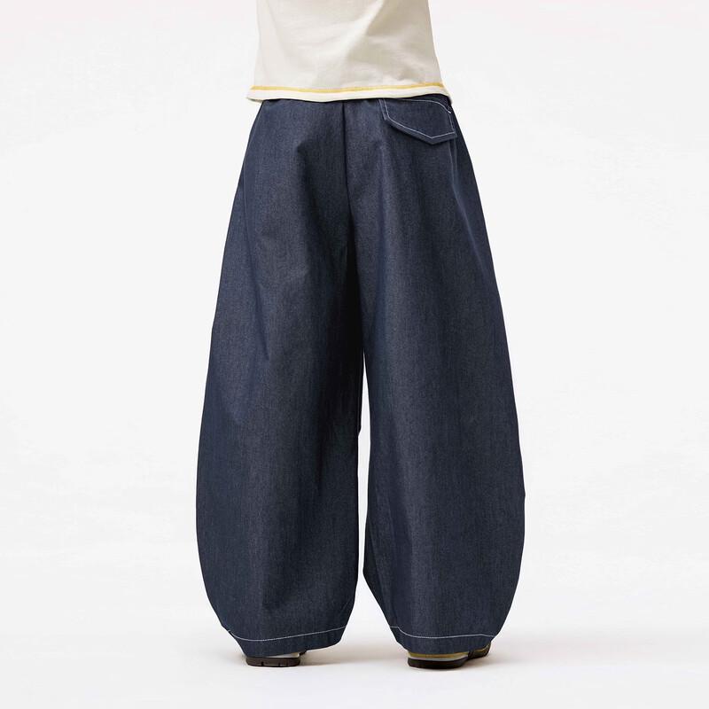 Xiaoyinman Girls' Curved Paratrooper Pleated Jeans