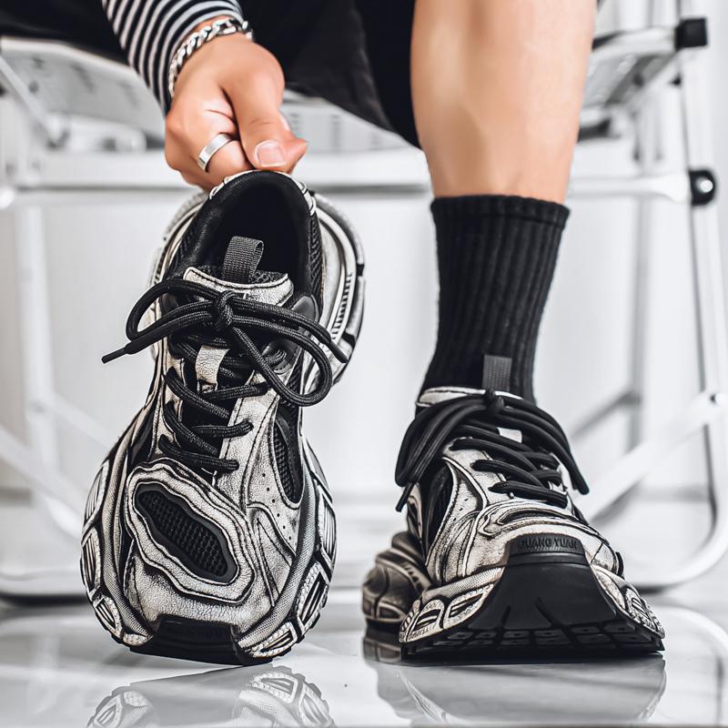 Hong Kong Style New Autumn Mesh Breathable Casual Sports Shoes Heightened Platform Dad Trendy Shoes