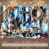2D Vintage Nautical Decor Tapestry, Lighthouse Starfish Seashell Background