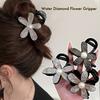 Exquisite Sparkling Diamond Hollow Flower Hair Clip Female 2024 New Hairpin High-End Back of Head Updo Shark Clip Headwear