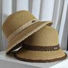 Straw Hat Women's Hand-woven Fine Grass Bucket Hat Big Eaves Sunshade Sun Protection Hat Summer Vacation Beach Hat