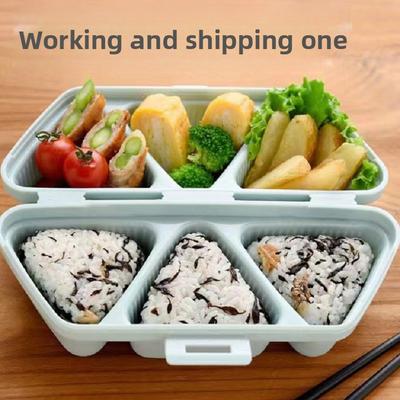 6-Kavitäten Dreieck Reisbällchenform Bento Box Wiederverwendbar, Mikrowellengeeignet, Praktisch für Meal Prep und Mittagessen unterwegs