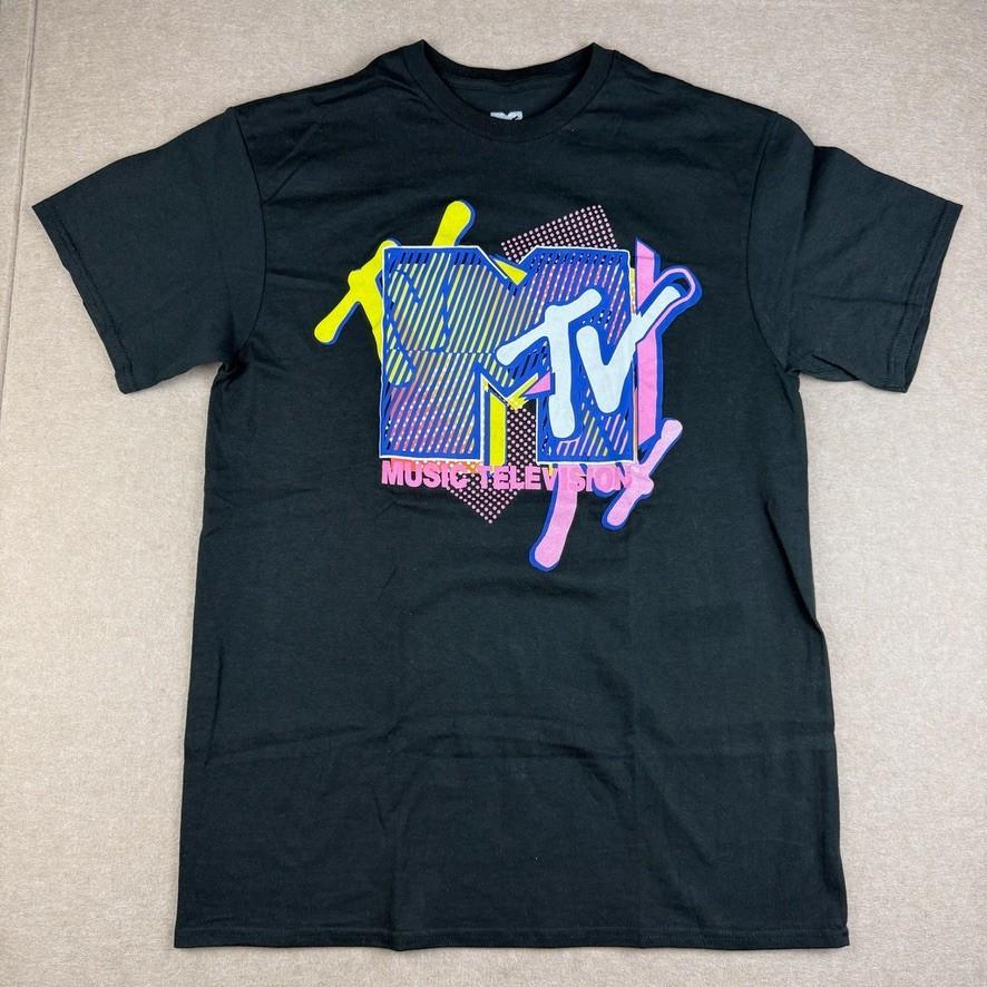 MTV T Mens M Black Music Television Logo Graphic Retro 80s Style Tee Unisex T-Shirt XXXL