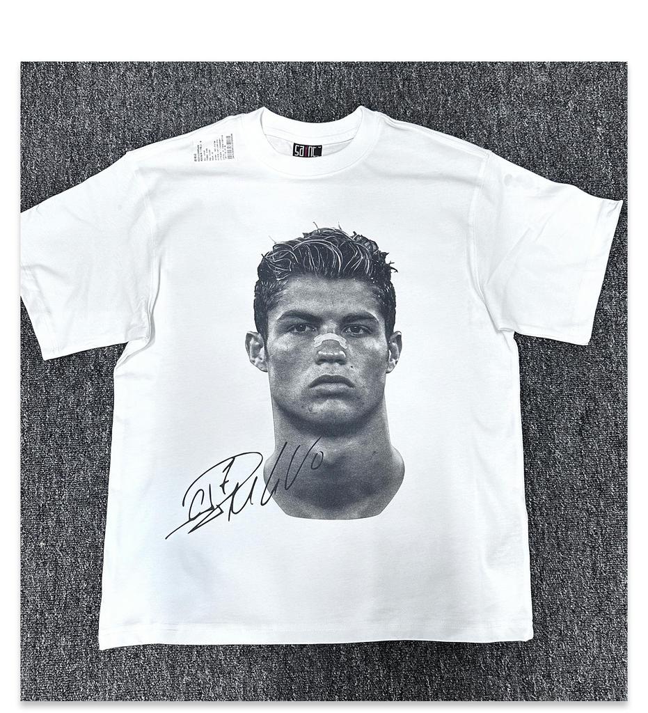 Cristiano Ronaldo Retro Distressed Heavyweight Cotton T-Shirt