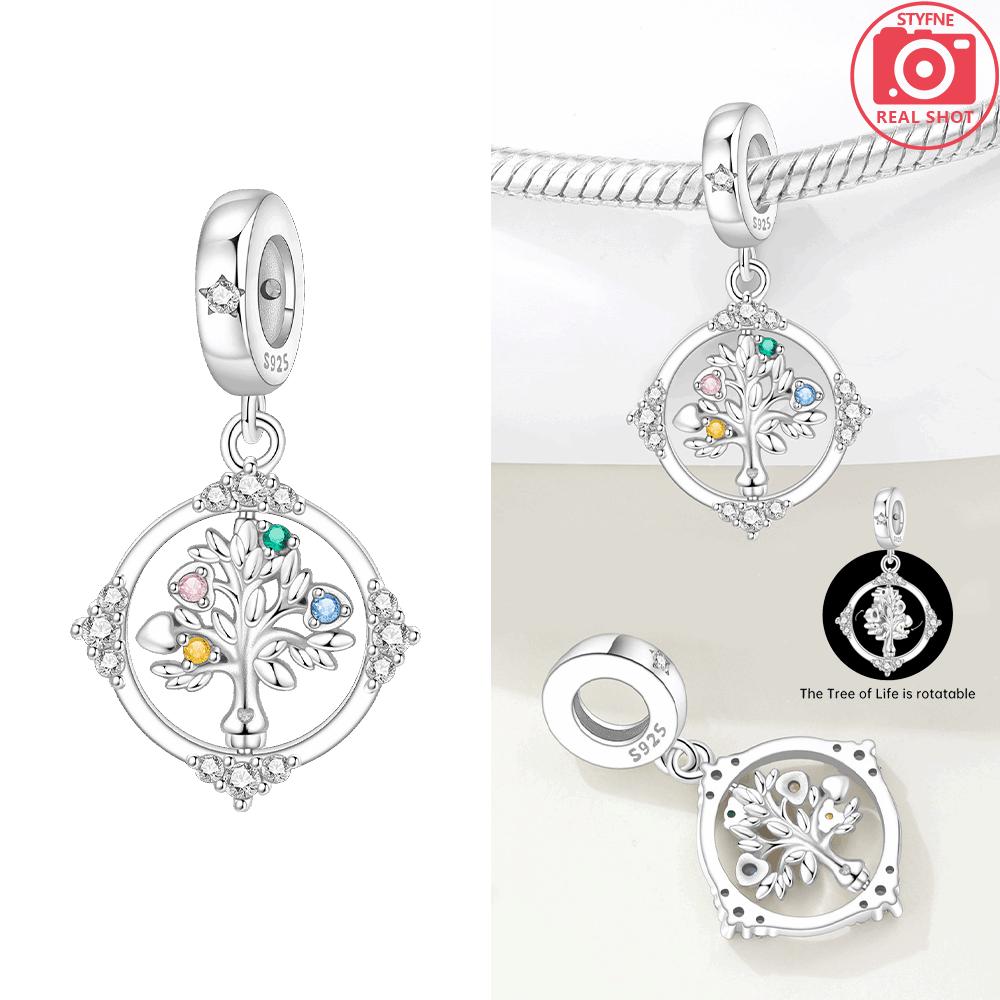 Flower Grape Cherry Fruit Original Copper Pendant Purple Orchid Flower Bouquet Bead Fit Bracelet Women Jewelry Fine Gift Diy