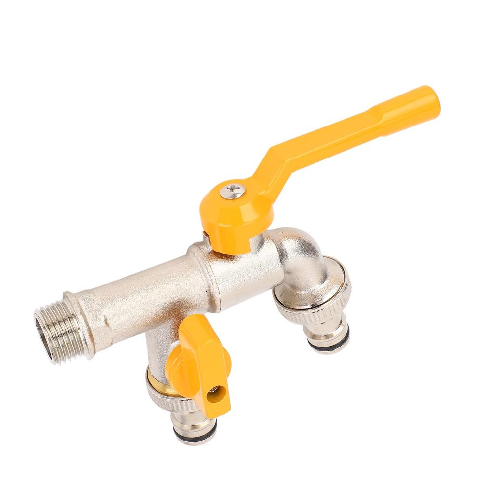 1 in 2 Out Wasserhahn 34 Zoll Einlass 25mm Auslass Messing Wasserhahn für Außen Garten Haus Balkon