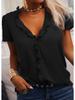 Solid Color Spring Summer Shirt Women's Ruffled Top Short Sleeve