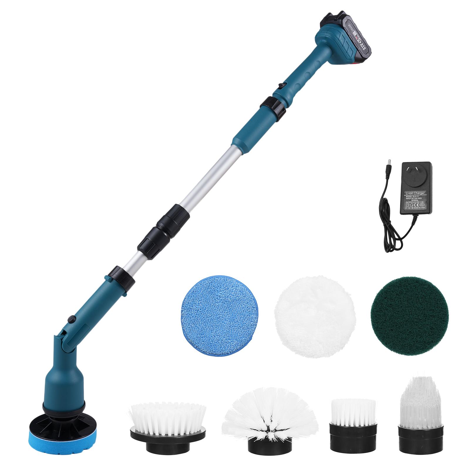 

Электрический вращающийся скруббер, 21 В, многофункциональная литиевая выдвижная чистящая щетка, беспроводной душ AU Plug & 1 Battery синий