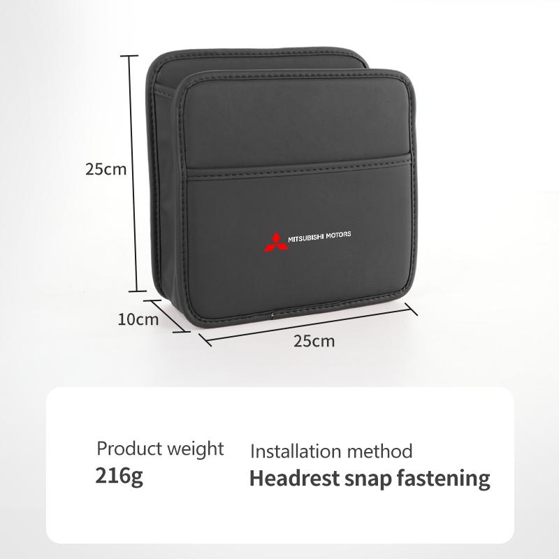 Car Logo Seat Back Storage Leather Multifunction Hanging Box Accessories For Mitsubishi Lancer ASX Pajero Mirage Attrage Xpander