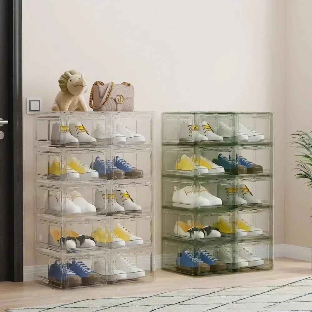 Transparent Shoe Box Stackable Dustproof Moisture-proof Thickening Shoe Boxes Free Combination Magnetic Snap Simple Display Box