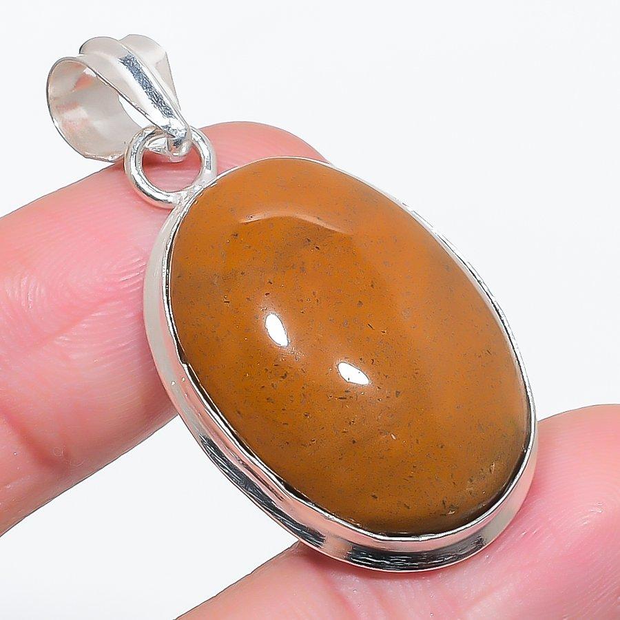 Natural Ocean Jasper Gemstone 925 Sterling Silver Jewelry Pendant 1.77" w7F89