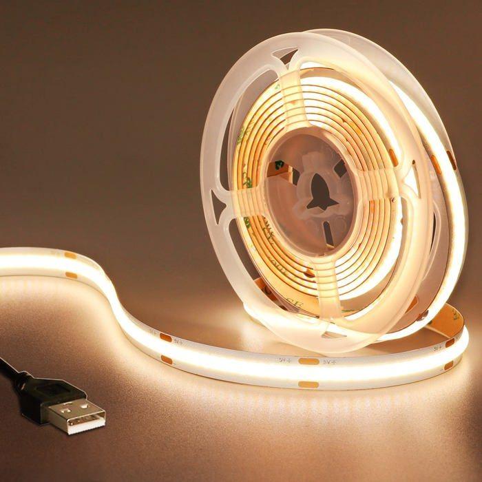 Bande LED - Goming - COB-320-USB-WW - 320 LED/M - Blanc chaud - Installation facile