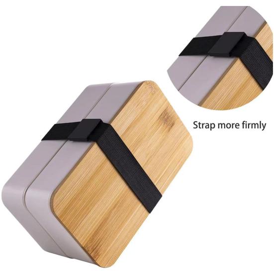 Japanische Bento-Lunchbox für Erwachsene, auslaufsicherer Lunchbehälter mit Bambusdeckel, 4 Utensilien, Essensvorbereitung, Bento-Box zur Portionskontrolle