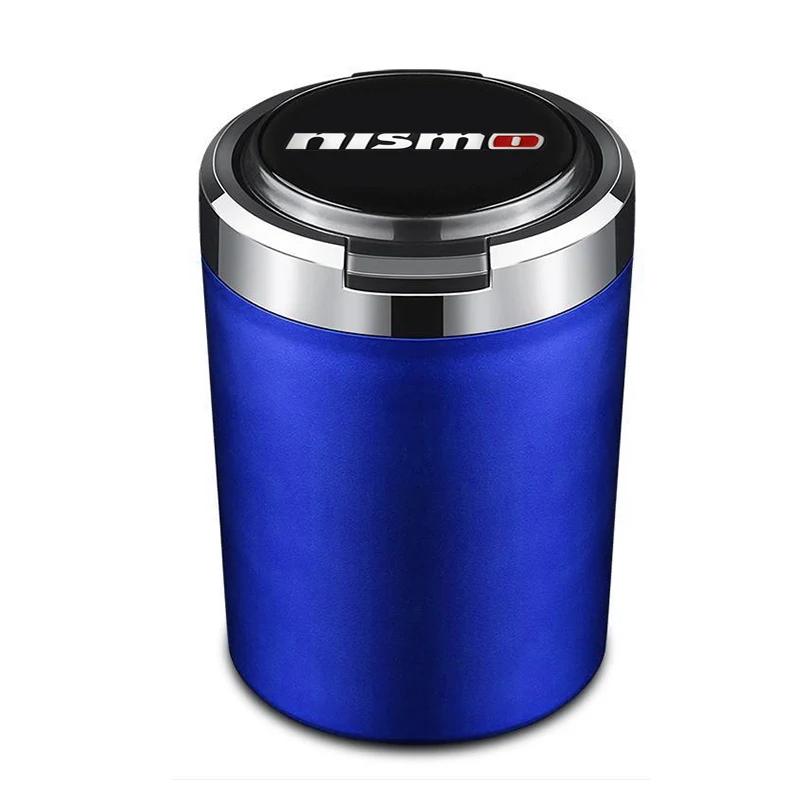 Car Ashtray with Lid Smell Proof Stainless Steel Blue Led Portable Ashtray Cup For Nismo Nissan Tiida Teana Skyline Juke X-trail