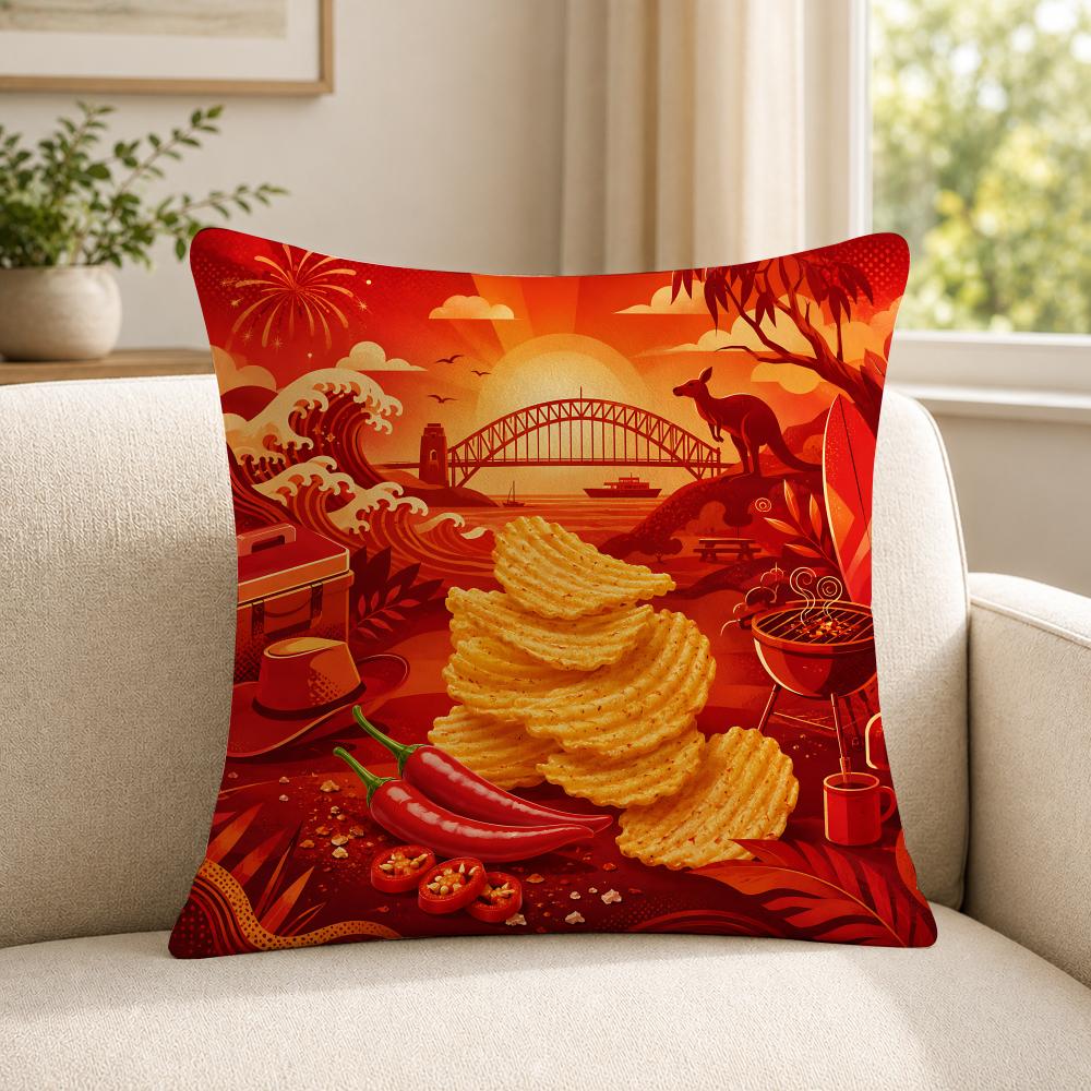 Food SSmiths Cushion Cover Soft Short Plush SkinFriendly Cushion Case for MultiScene Use