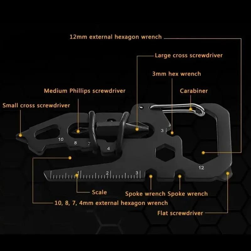 1PC Stainless Steel Carabiner Clip with Bottle Opener Keychain Multifunction Card Tool for Camping Climbing Outdoor Activities