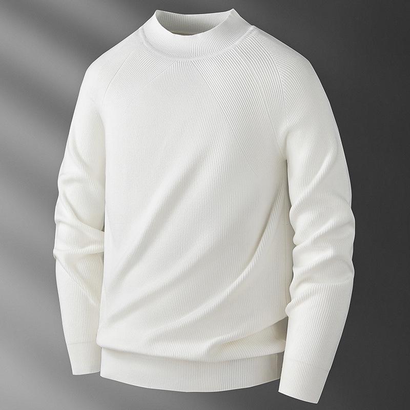 

Men s High-End Ribbed Knit Sweater - 2025 Autumn Old Money Style, Long Sleeve M білий