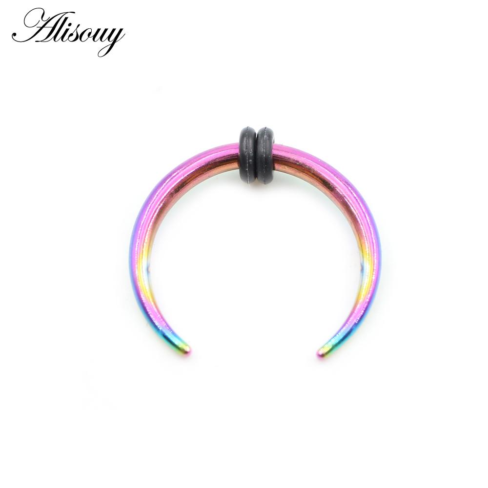 Alisouy 1PC 14/16G Gauge Stainless Steel Buffalo Horn Bull Taper Claw Flesh Ear Tunnel Expander Stretcher Nails Studs Nose Rings