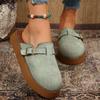 Fashion Flats Women Suede Buckle Mules Shoes Casual Fashion Sandals 2025 Summer New Trends Slingback Sandals Comfortable Sandalias Mujer