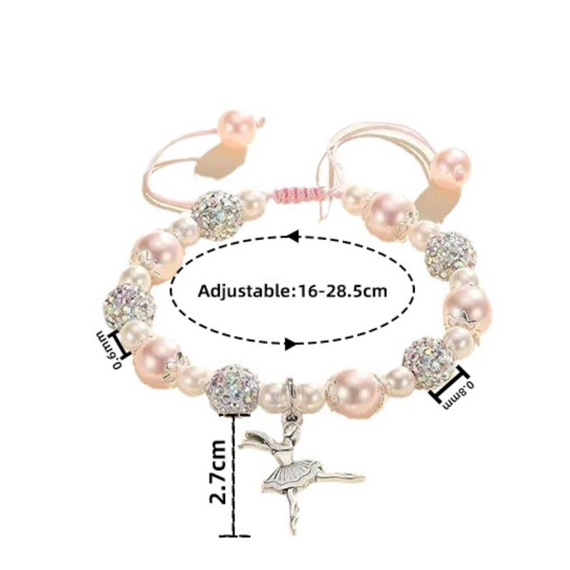 Beizhu Pearl Bracelet, Ballet Girl Pendant, Adjustable Jewelry, Handcrafted Entirely