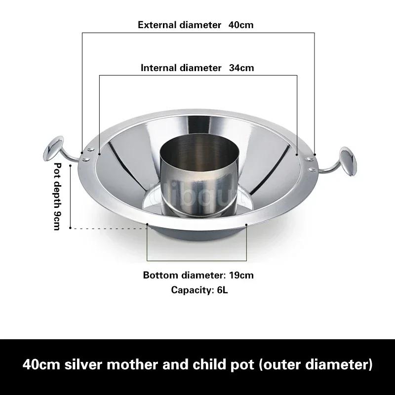 Thickened 304 Stainless Steel Hotpot Cauldron Commercial Three-layer Steel Hotpot Flat Bottomed Induction Cooker Hotpot