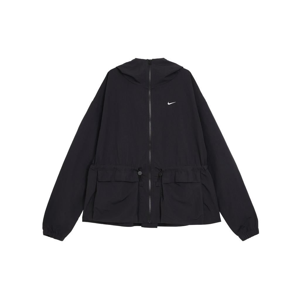 Nike Ensfarget hettejakke med glidelås, avslappet jakke for kvinner, svart FN3670-010