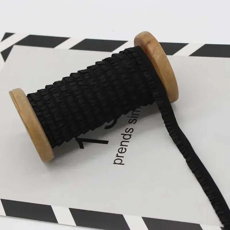 5-30Meters Meetee 10mm Elastic Bands Garment Stretch Ruffled Lace Trim Hairband Rubber Tapes DIY Clothing Sewing Accessories