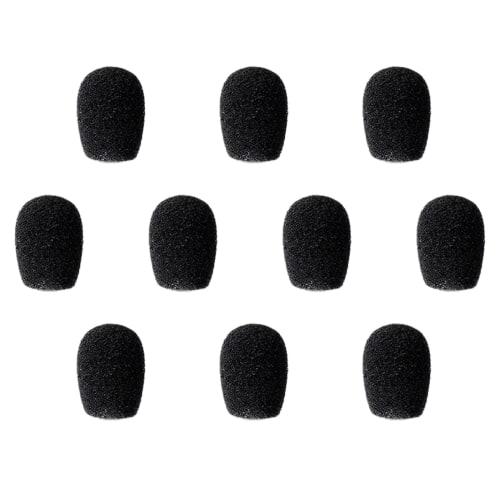 LeTradeJP Mini Microphone Sponge, Set of 10, for Intercoms, Microphone Covers, Loudspeakers, Noise Reduction, Black (30mm x 22mm, Inner Diameter 8mm)