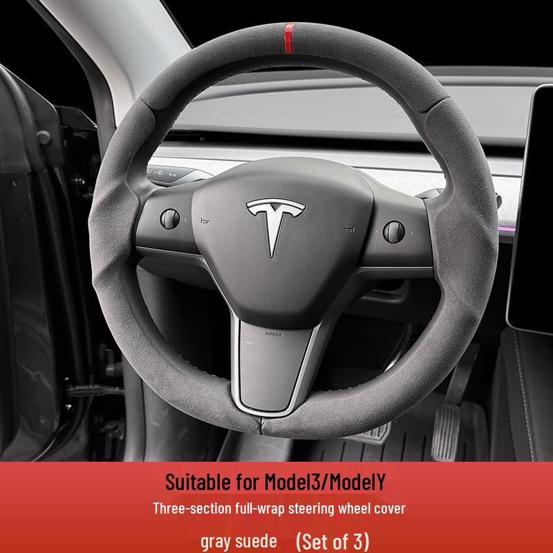 Three-Section All-Season Steering Wheel Cover for Tesla Model Y/3