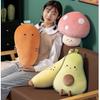 Kawaii Avocado Banana Carrot Mushroom Large Plush Pillow, Soft Stuffed Fruit Vegetable Plushie Toy Gift