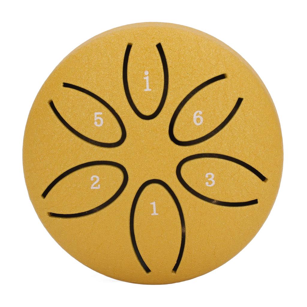 Jazykový buben 3 palce 6 tónů ocelový s 1 ks paličky Mini Handpan buben pro hudební nástroj zlatý