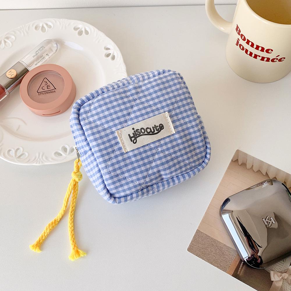Color Block Plaid Bluetooth Earphone Bag - High Value Coin Purse & Privacy Storage for Students