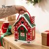 Holiday Treat Containers Christmas House Shaped Candy Boxes with Handles, Festive Cottage And Cookie Packaging for Cookies Party Favors Decorations