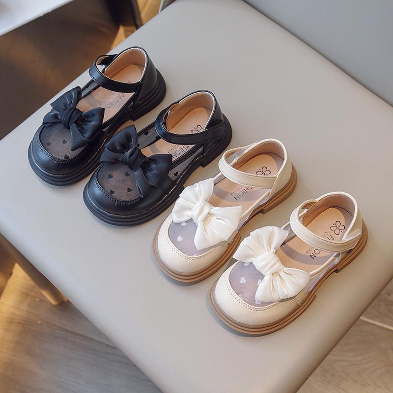 Girls' small leather shoes 2025 spring and autumn new Mary Jane breathable mesh children's princess shoes foreign black performance shoes