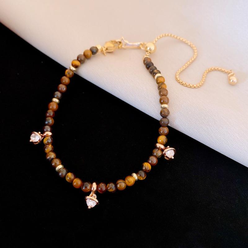 Vintage Maillard Transfer Beads, Natural Tiger's Eye Stone Bracelet, Light Luxury High-end Bracelet, Niche Design Jewelry Women