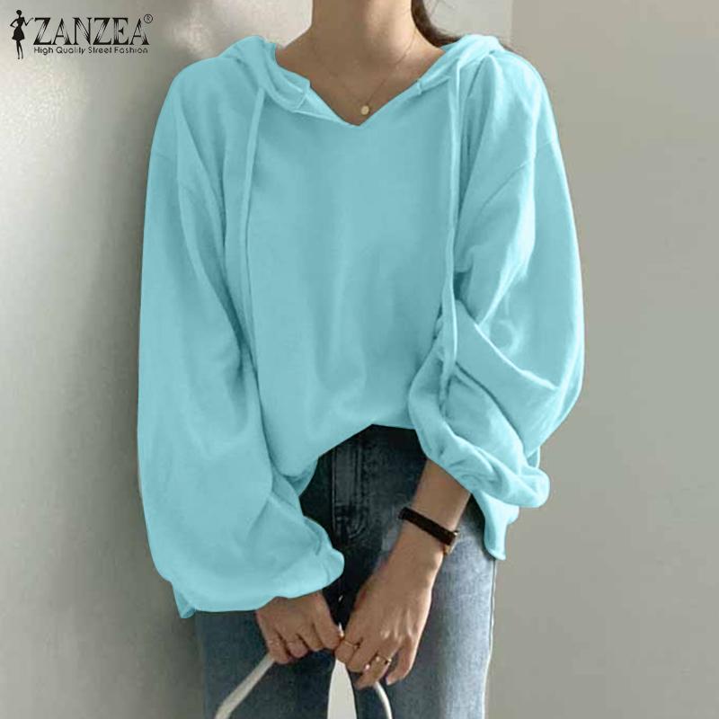 

ZANZEA Толстовки Повседневные женские пуловеры с круглым вырезом и длинными рукавами
