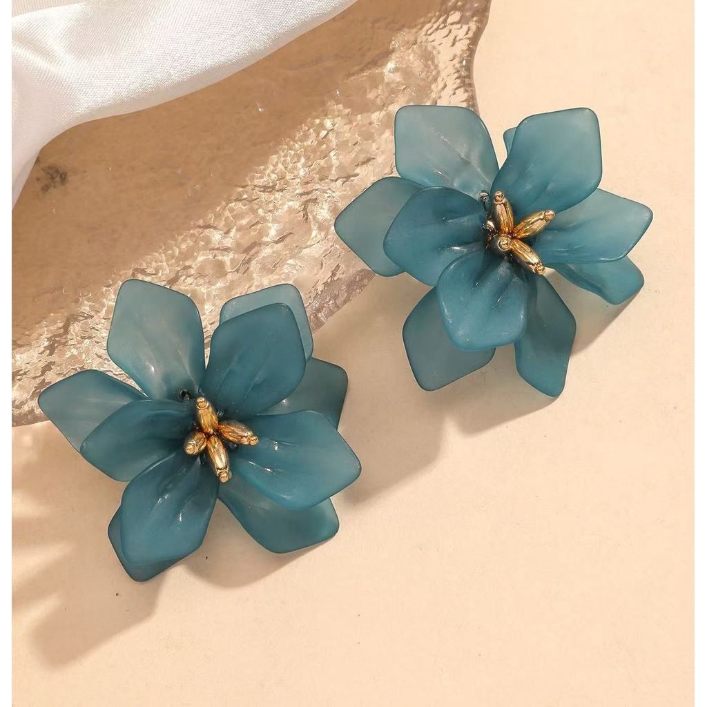 Sculptural Floral Acrylic Earrings Oversize Sweet Bloom Studs with a Modern Art Vibe OG050