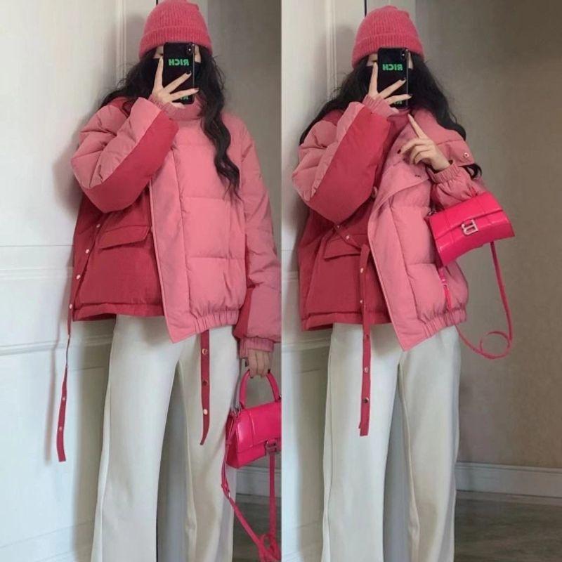 

down Cotton-Padded Coat 2023 Women s Winter New Design Sense Bread Coat Niche Style Cotton-Padded Coat K-style Cotton Coat Jacket Pink L(135-165)