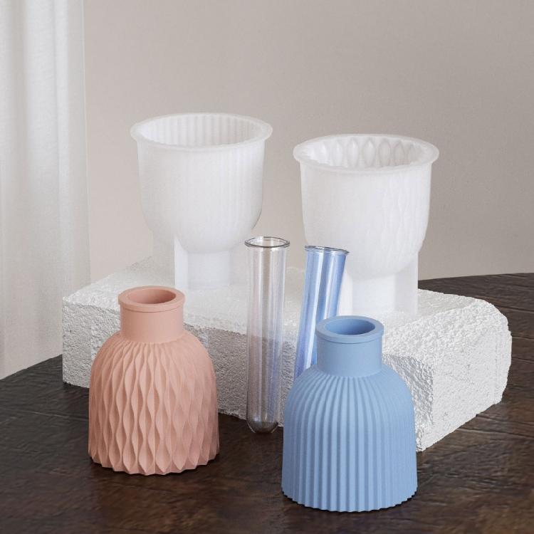 Artistic Ripple Vase Moulds Home Decoration Craft Silicone Mold Hydroponic Plant Vase Molds Hydroponics Test Tube