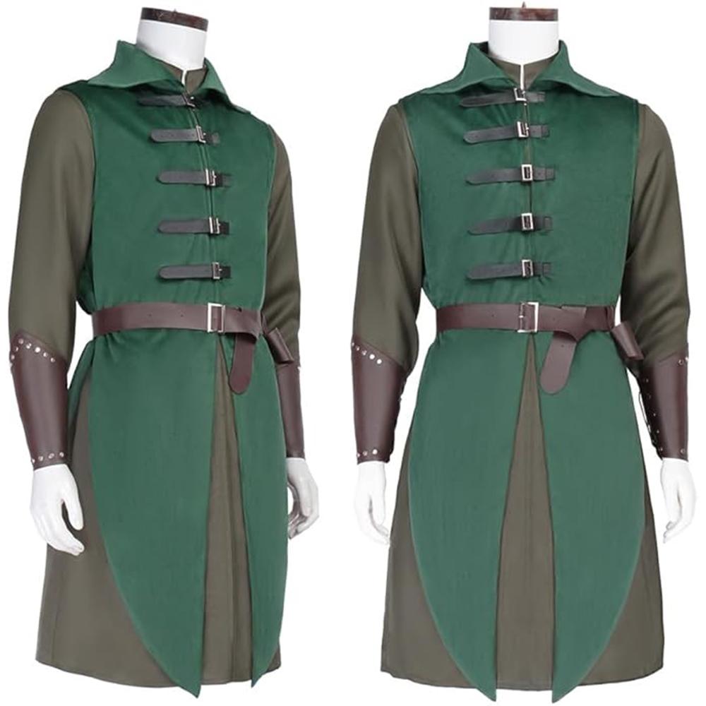 Adult Medieval Renaissance Costume Retro Green Warrior Pirate Cosplay Outfit