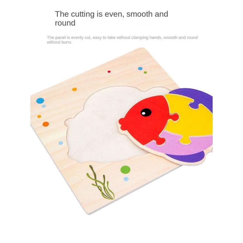 1 Stück Holzpuzzle Kinder Montessori Spiele Cartoon Tier Fahrzeug Puzzles für Kinder Lernen Lernspielzeug